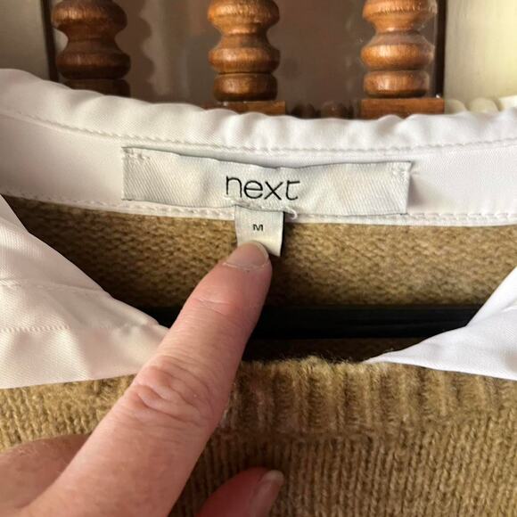 Next Tan Sweater w/ Statement Collar - Picture 5 of 7